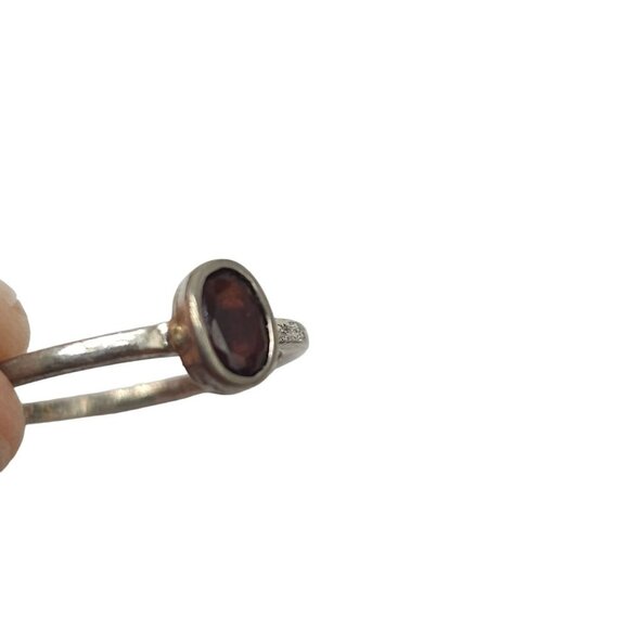 925 Sterling Silver Red Garnet Oval Stone Ring Size 8.75 Vintage Artisan - Picture 4 of 7